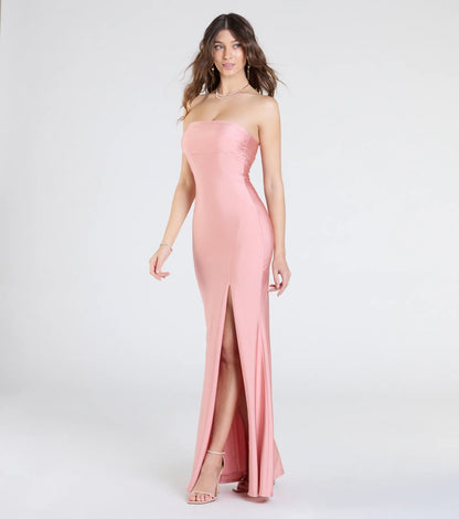 Cheryl Strapless Slit Mermaid Formal Dress