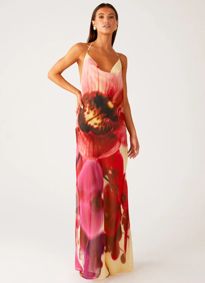 Morning Crush Cowl Maxi Dress - Yellow Bloom