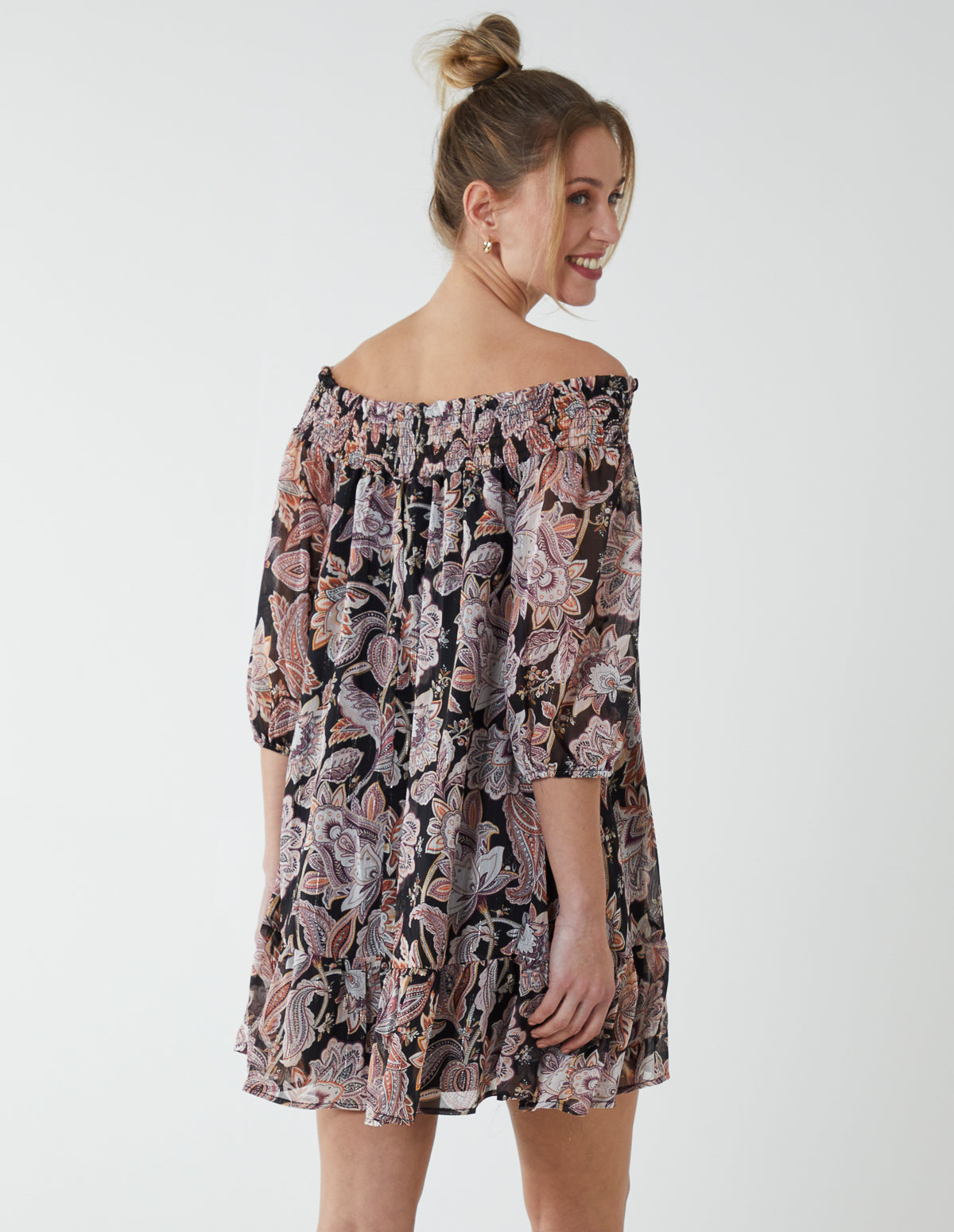 Sheared Neck Bardot Dress