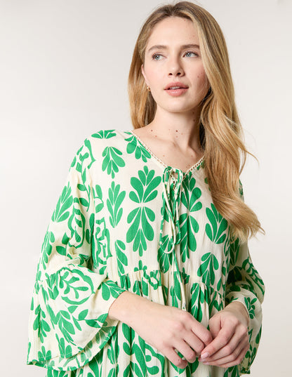 Tie Front Smock Dress
