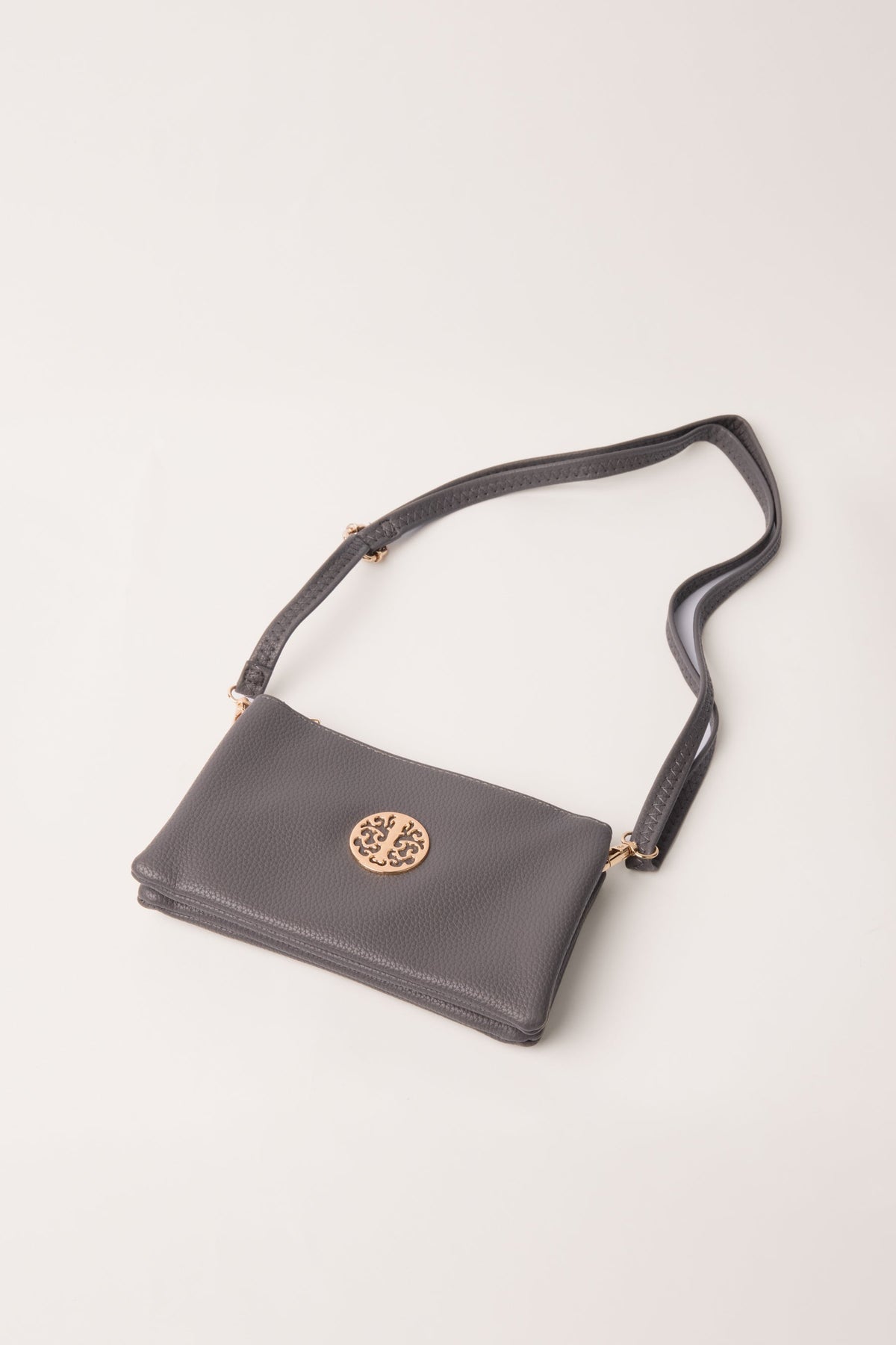 Detailed Zip Up Purse With Detachable Strap
