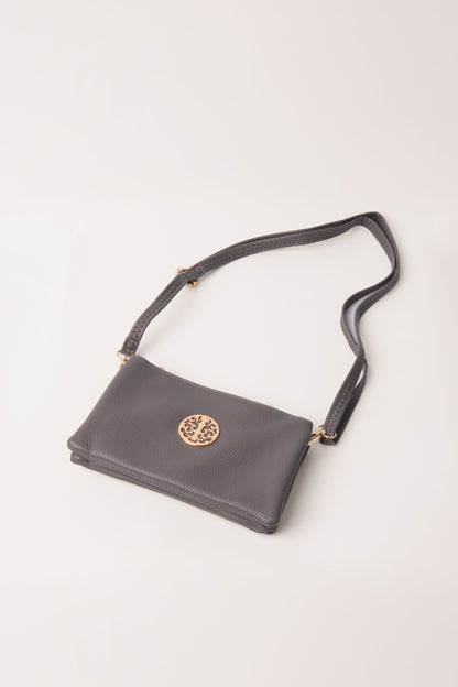 Detailed Zip Up Purse With Detachable Strap