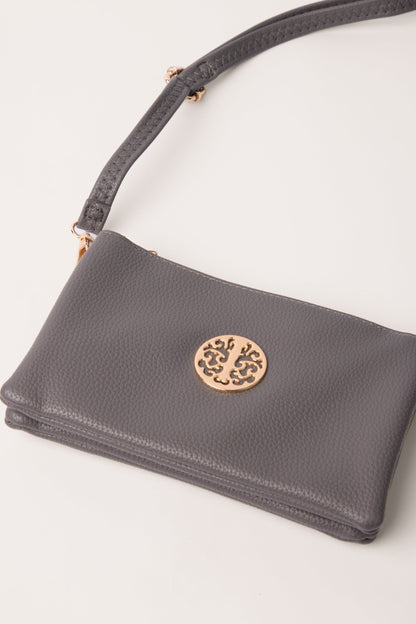 Detailed Zip Up Purse With Detachable Strap