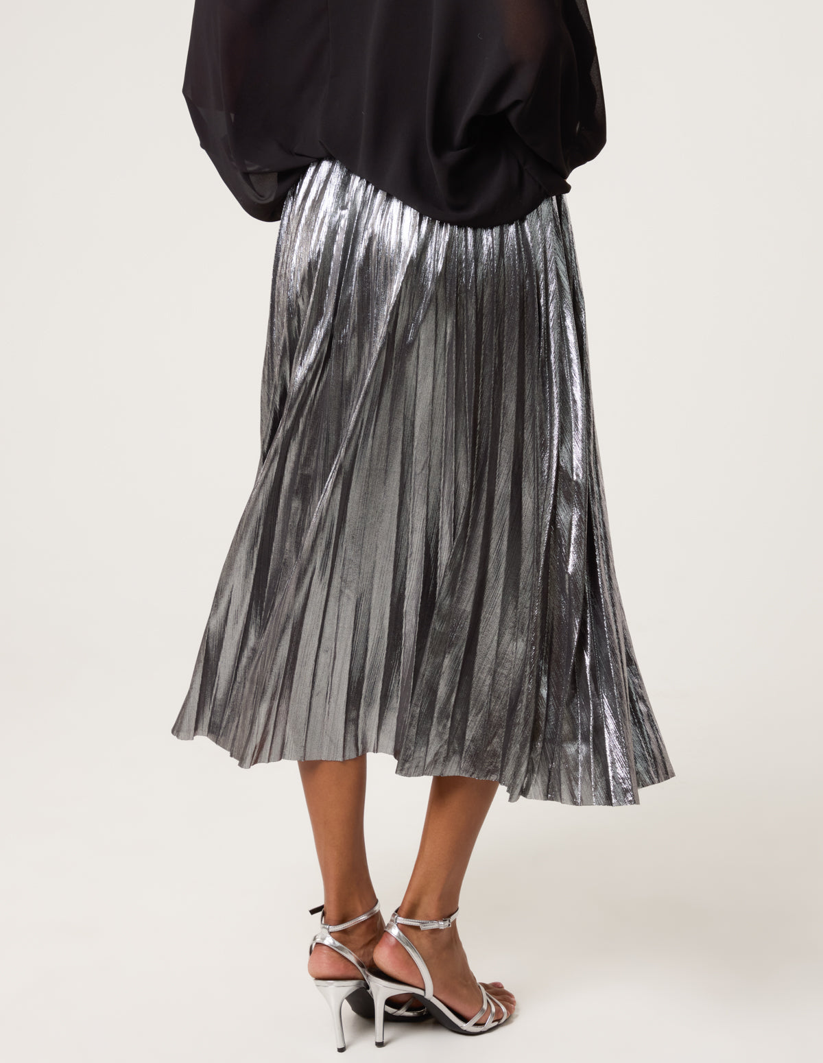 Metallic Pleated Tulle Skirt