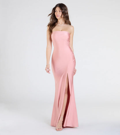 Cheryl Strapless Slit Mermaid Formal Dress