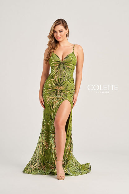 Colette CL5195 Fitted Formal Sequin Long Prom Dress
