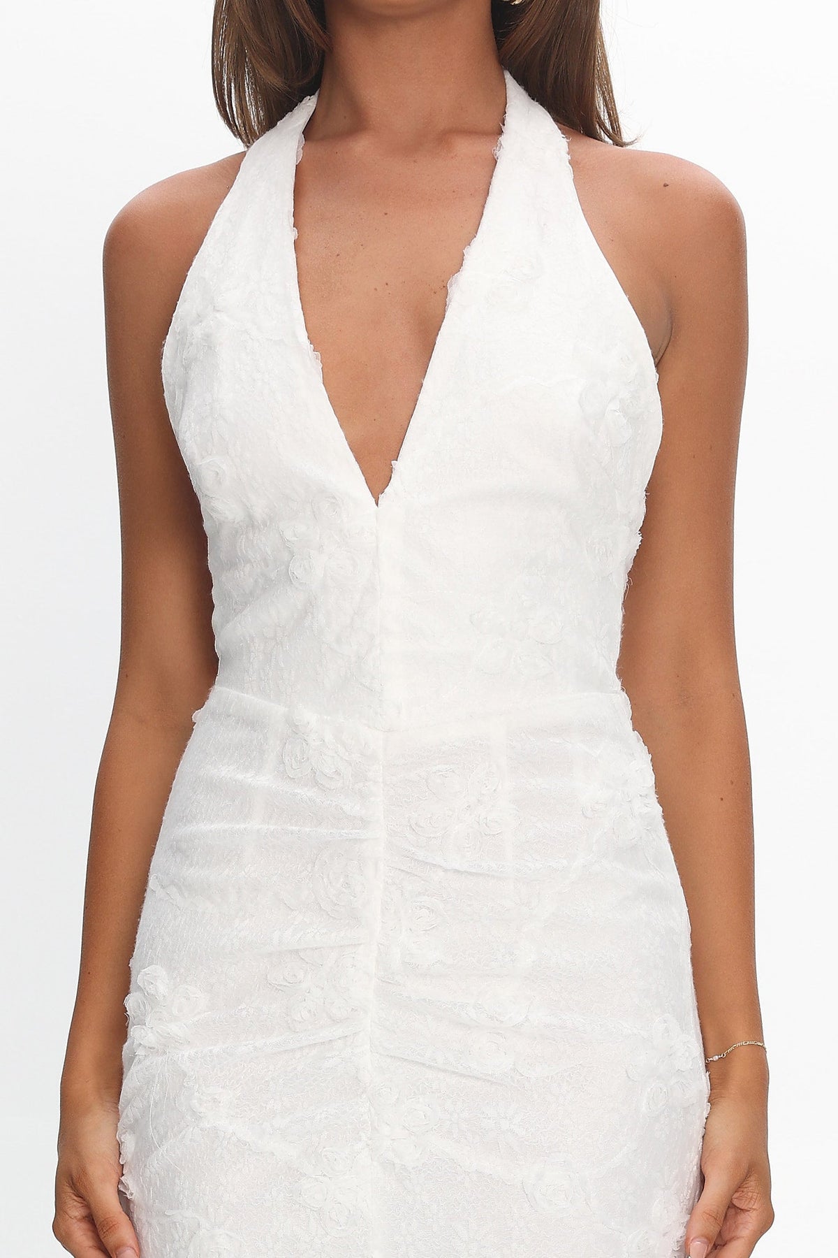 Alisette Halter Split Maxi Dress White