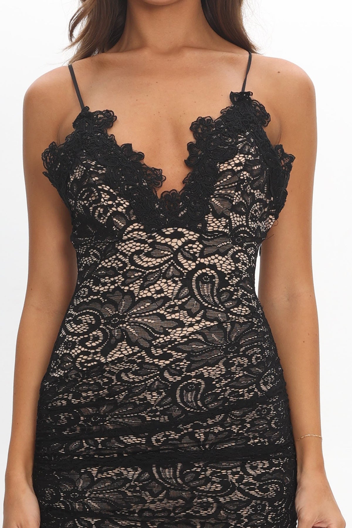 Capri Sunset Lace Overlay Maxi Dress Black