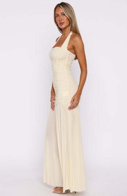 Unbothered Always Halter Maxi Dress Butter