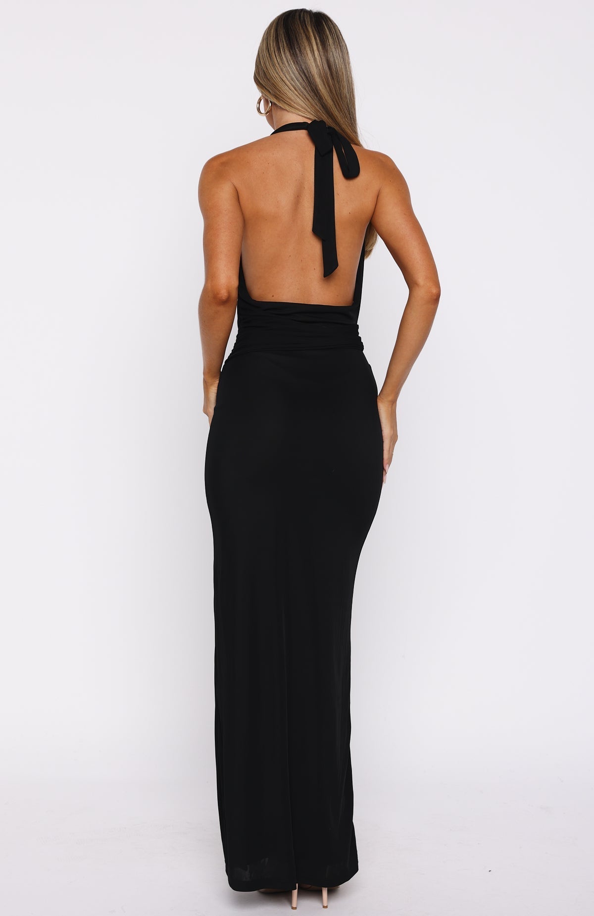 Too Hot For You Halter Maxi Dress Black