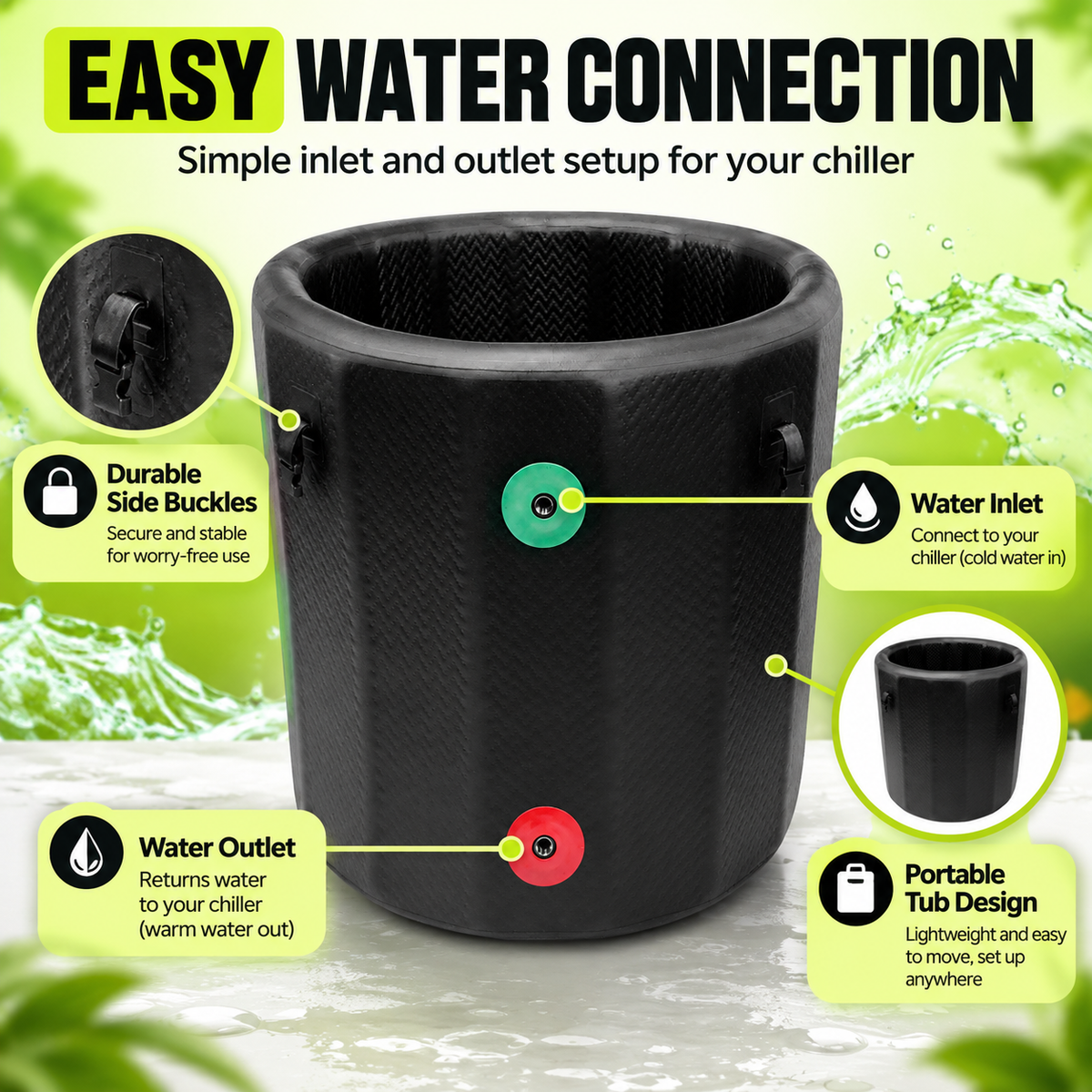 🔥 2°C Cold Plunge Ice Bath with T1 Chiller – 340L Portable Recovery Barrel
