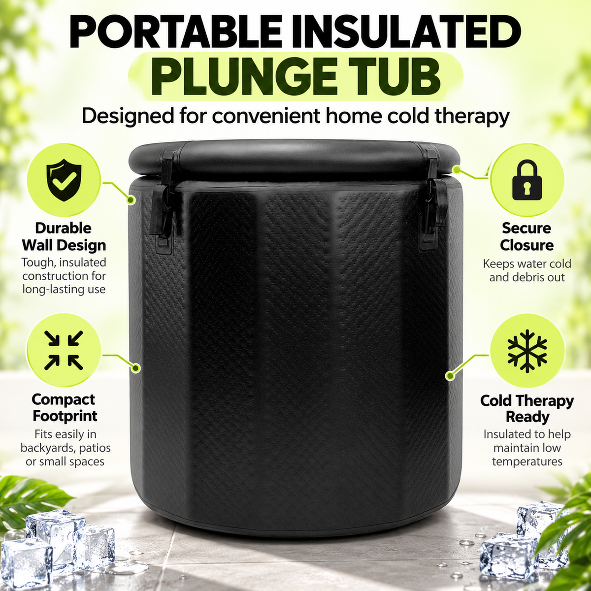 🔥 2°C Cold Plunge Ice Bath with T1 Chiller – 340L Portable Recovery Barrel