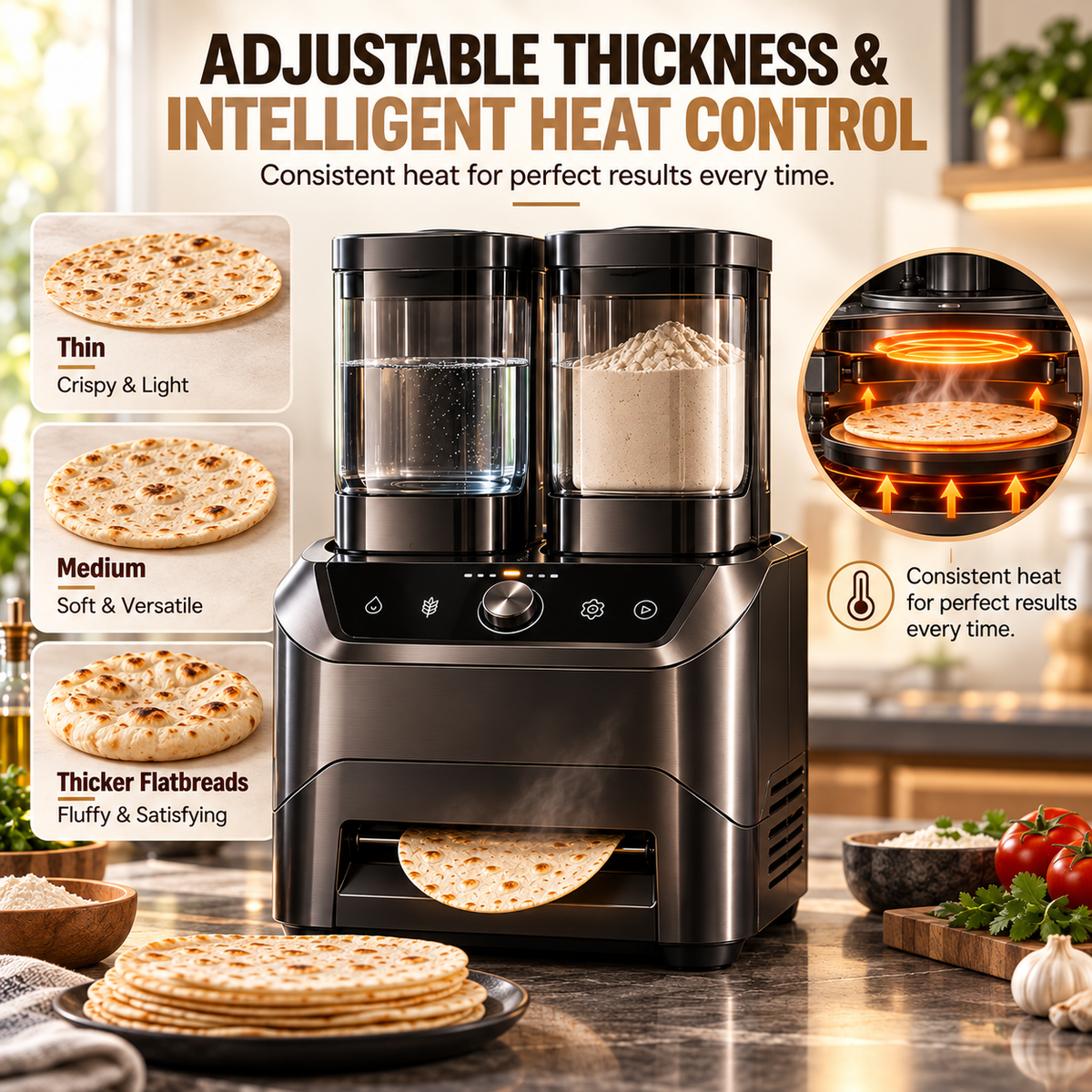 🔥 Limited-Time Sale – All-in-One Automatic Flatbread Maker with Smart Mixing & Cooking