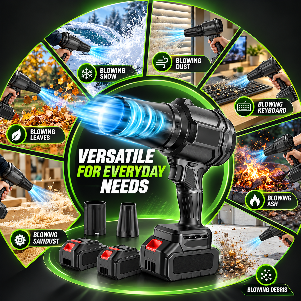 🔥 Fall Sale – 980,000 RPM Cordless Leaf Blower – 2 Batteries & Charger Included