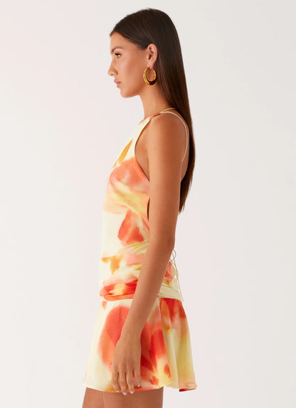 Meah Backless Mini Dress - Mimosa Blossom