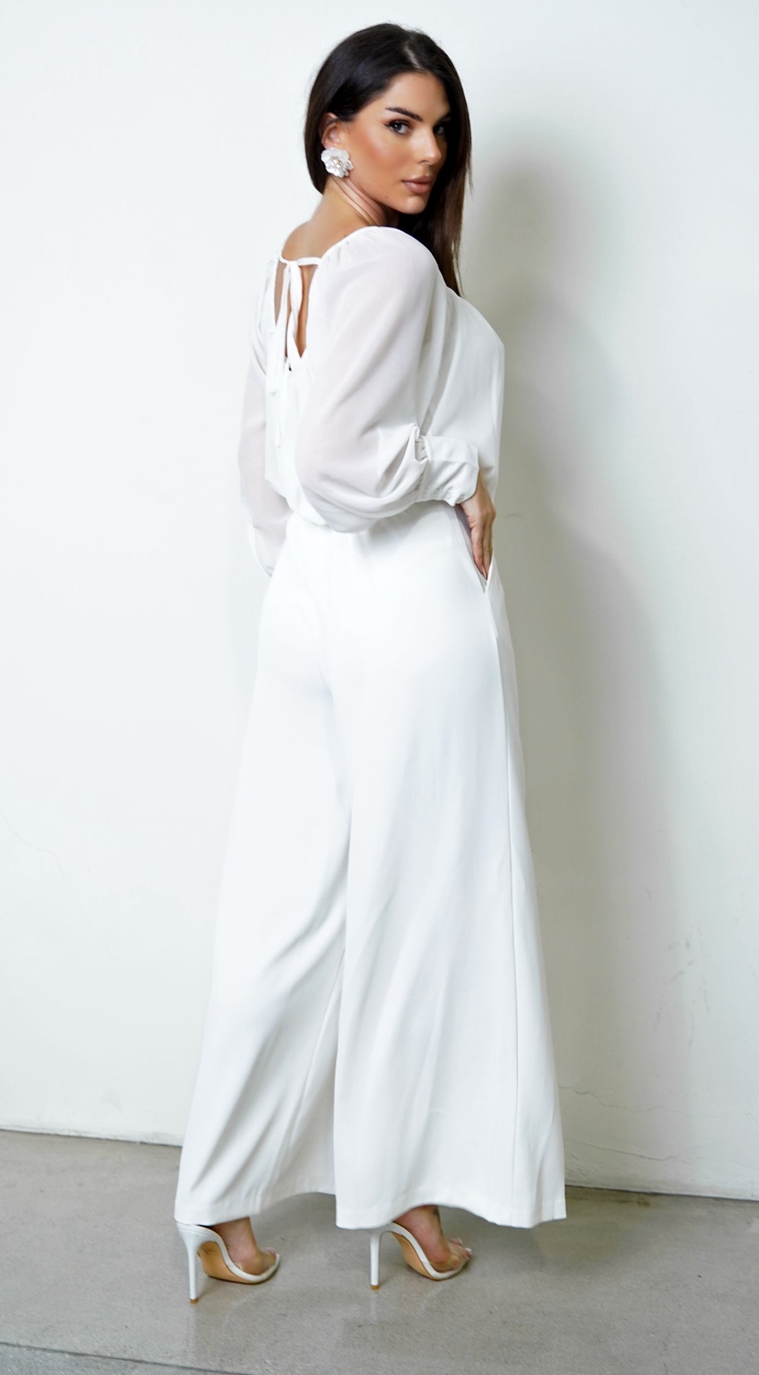 Halo Beaded Sheer Blouse - White