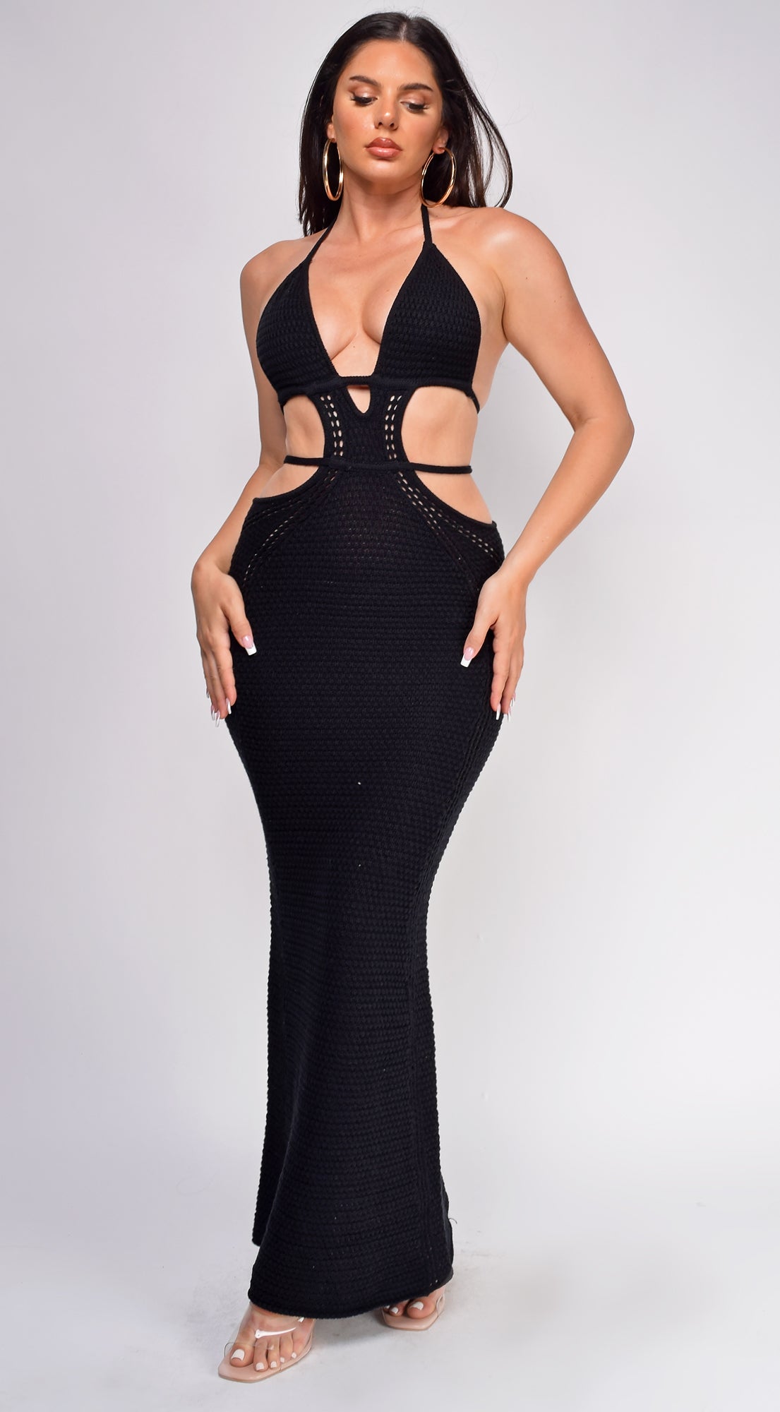 Espanola Crochet Maxi Dress - Black