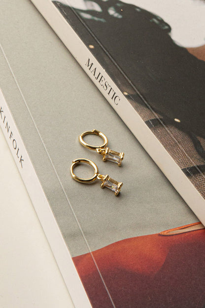 April Diamante Drop Hoop Earrings Clear