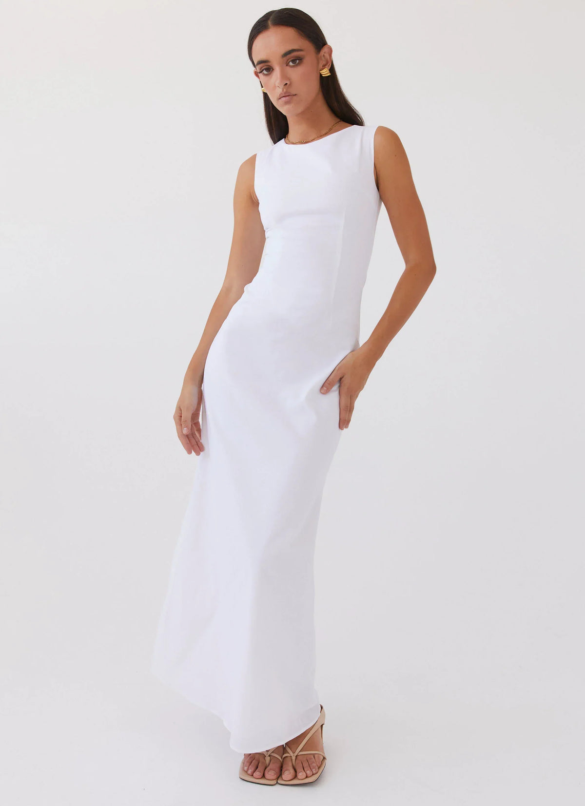 Eloise High Neck Maxi Dress - White