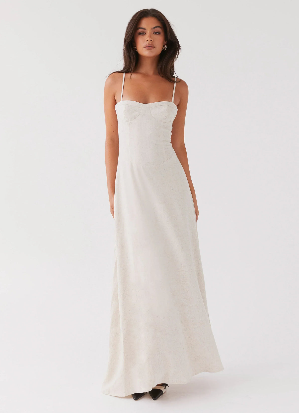 Angelina Linen Maxi Dress - Oatmeal