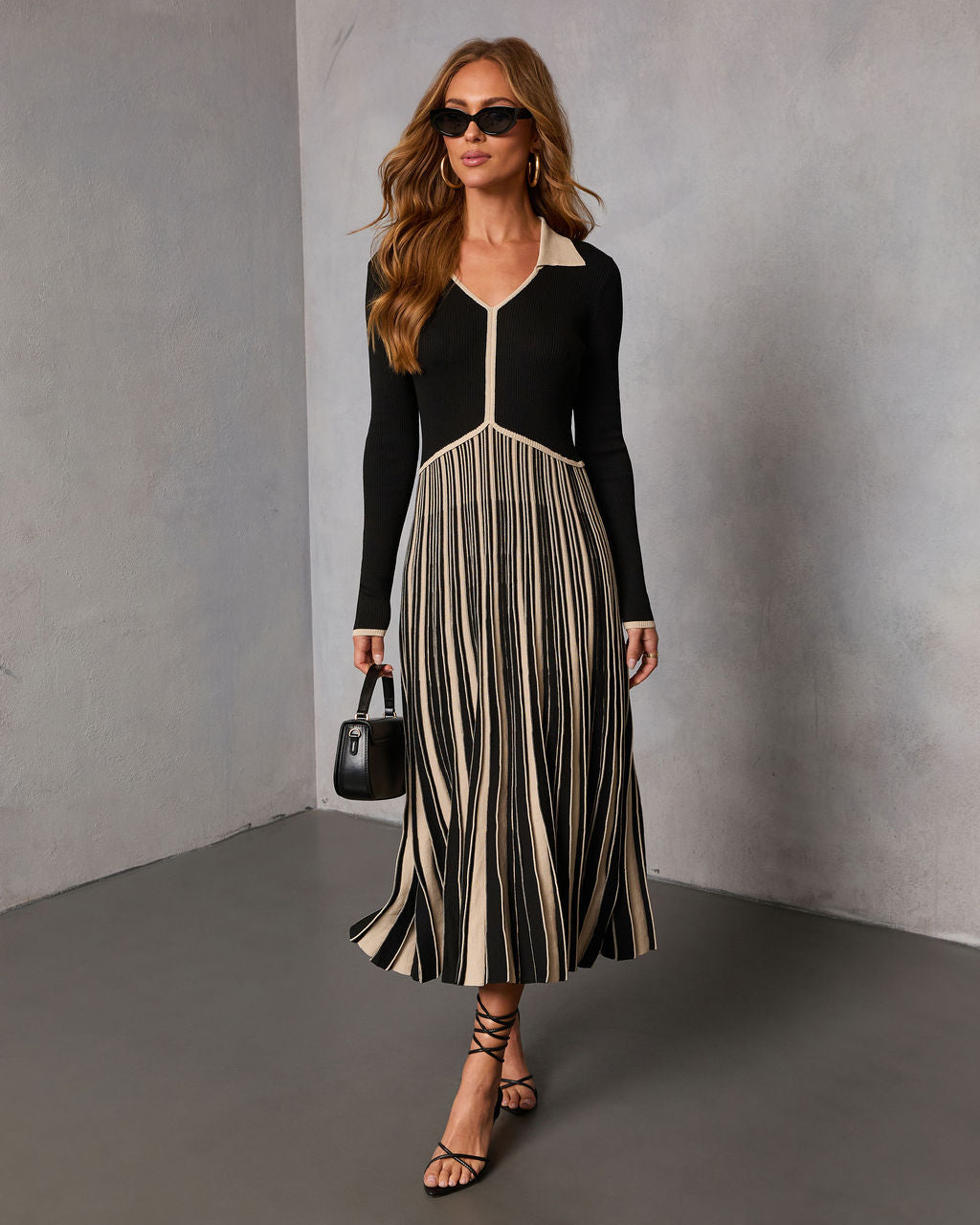 Sunday Nine Striped Twofer Midi Dress