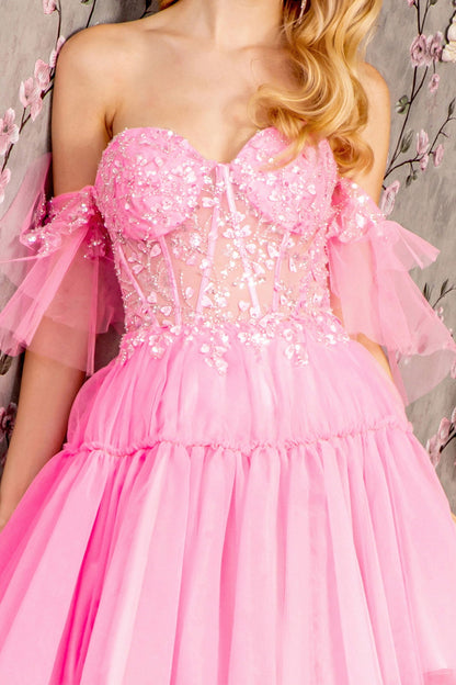 High Low Formal Detachable Overskirt Prom Dress