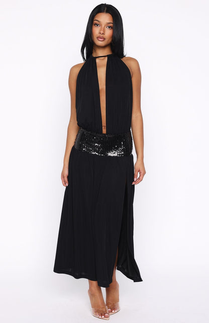 Always Evolving Halter Midi Dress Black