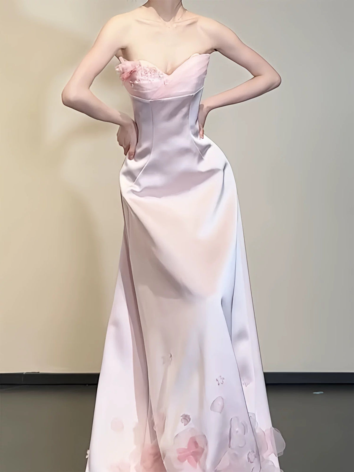 Elegant Prom Dresses Mermaid Sweetheart Pink Satin Sleeveless Long Formal Evening Dress N3958