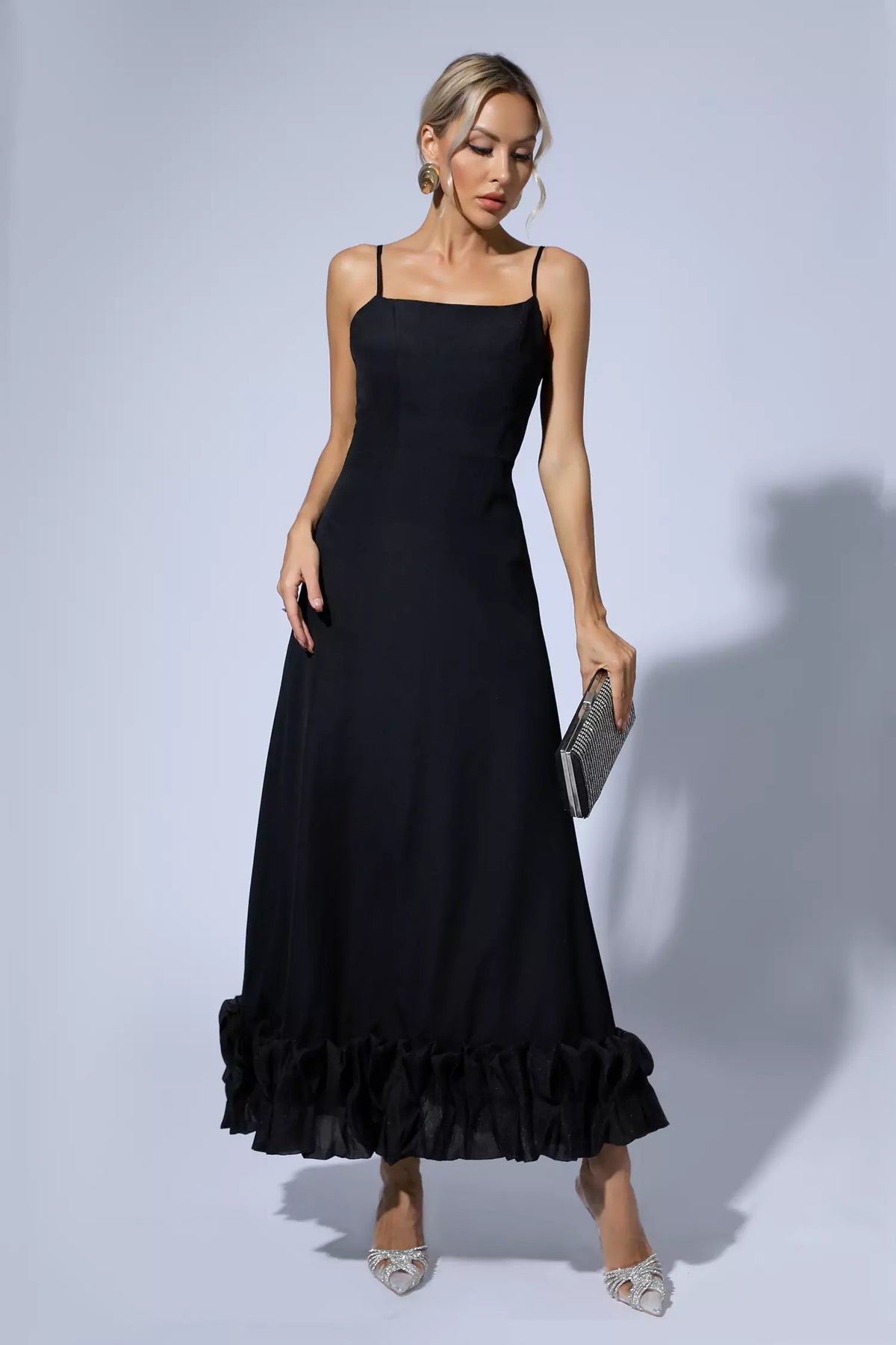 Izabella Black A-line Maxi Dress