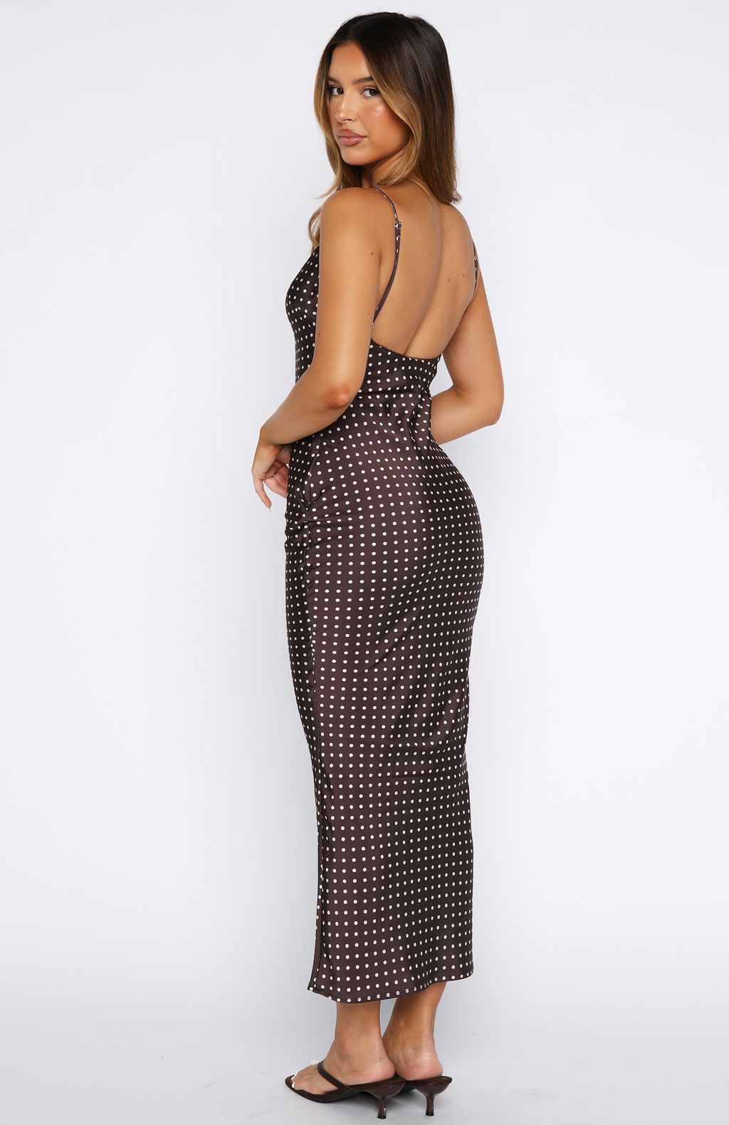 She's For Keeps Maxi Dress Chocolate Polka Dot