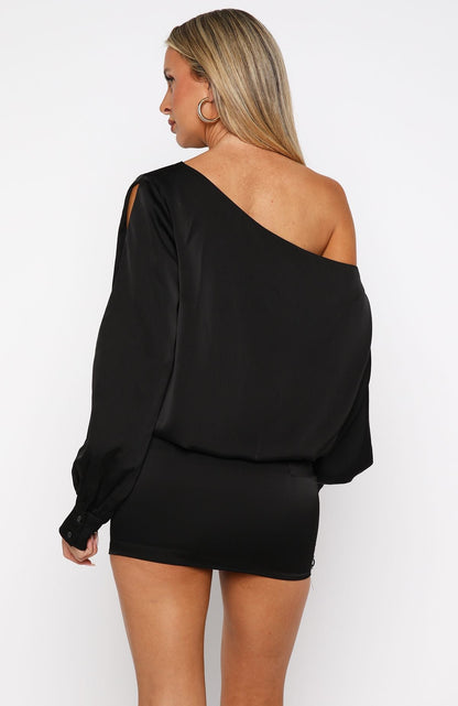 Love Letter Long Sleeve Mini Dress Black