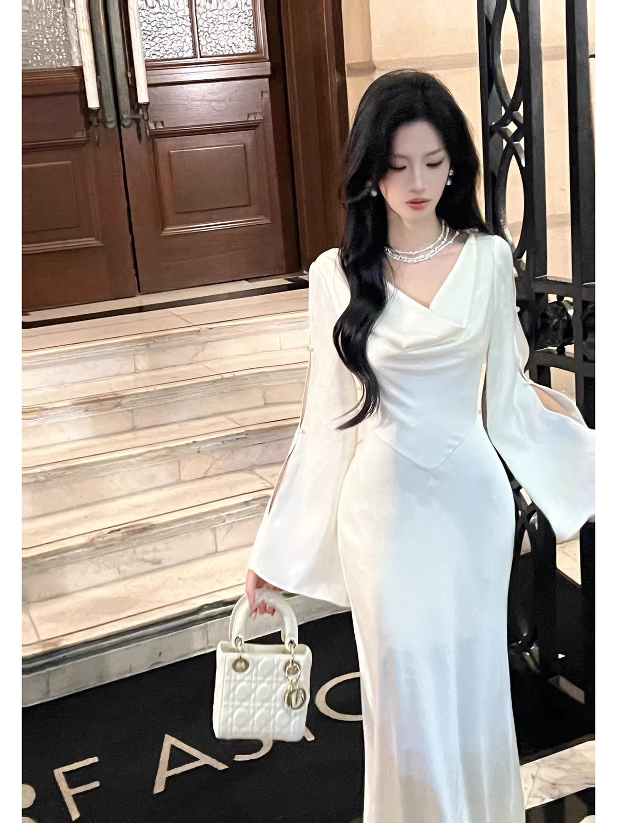 Sexy Mermaid Cowl Neck White Satin Ankle Length Prom Dresses Wedding Guest Dress 20th Birthday Outfits AB2483