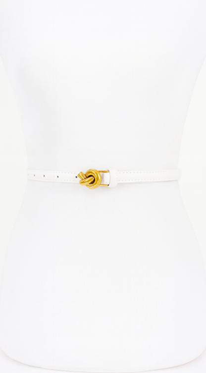 Naya Metal Buckle Faux Leather Belt - White