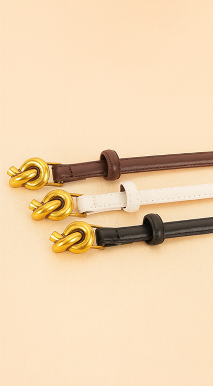 Naya Metal Buckle Faux Leather Belt - White