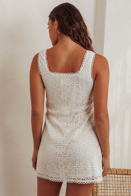 Bethenny Lace Overlay Mini Dress White