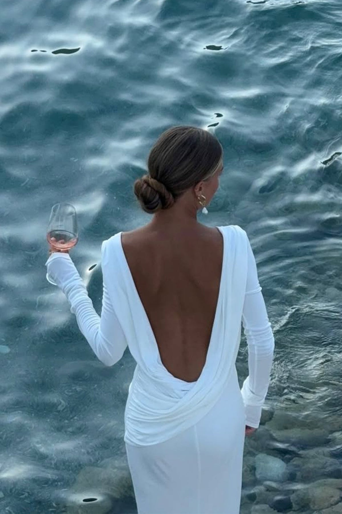 Quintina Plunging Back Long Sleeve Maxi Dress