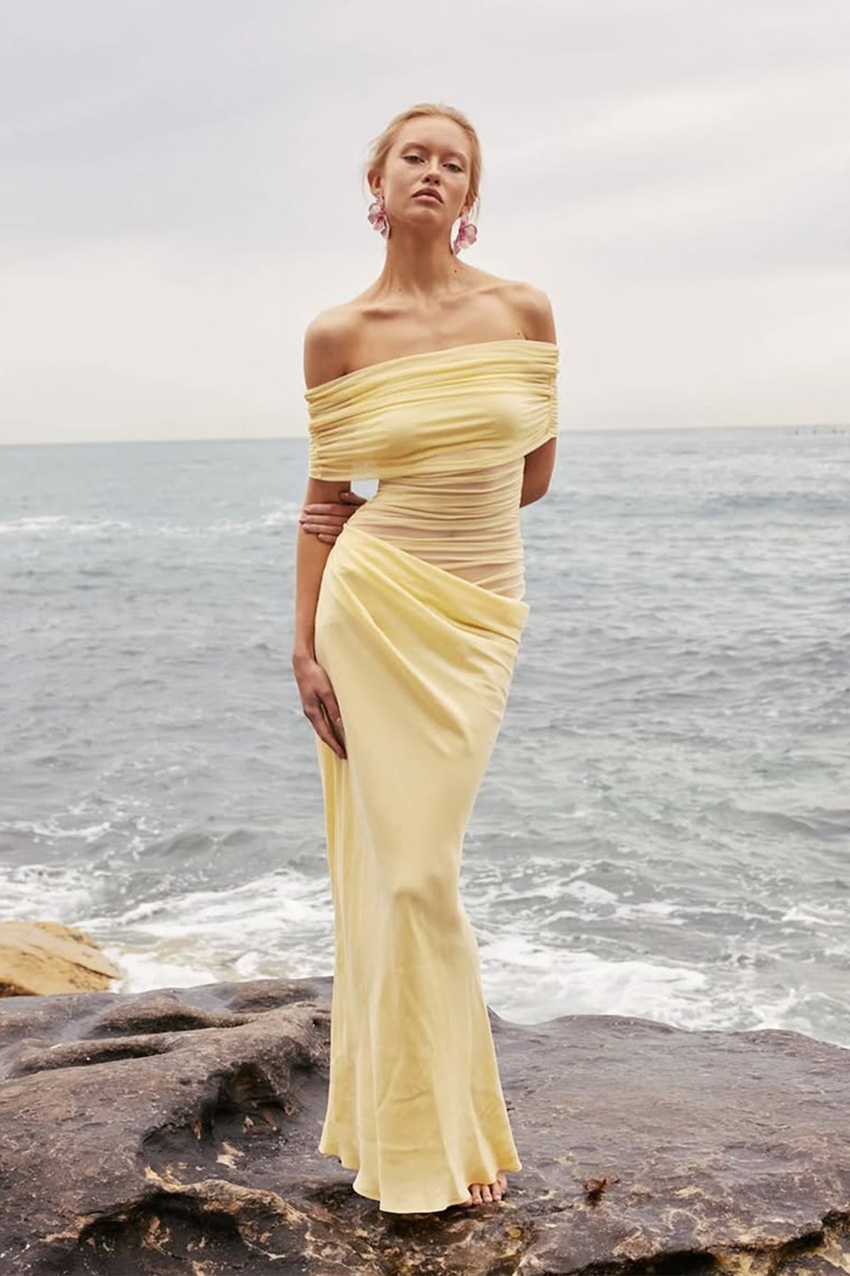Leona Off Shoulder Sheer Maxi Dress