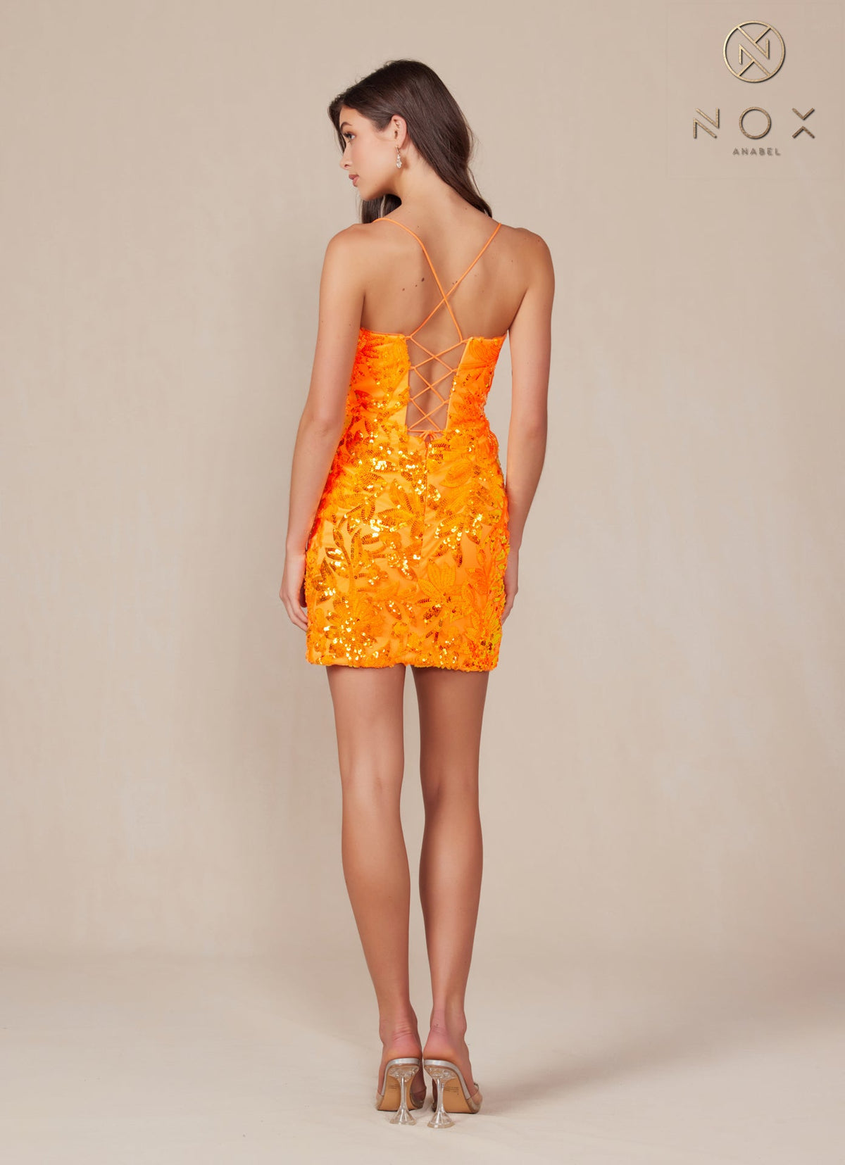 Nox Anabel T864 Homecoming Short Sequin Print Cocktail Dress