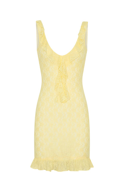 Take A Bow Mini Dress Lemon
