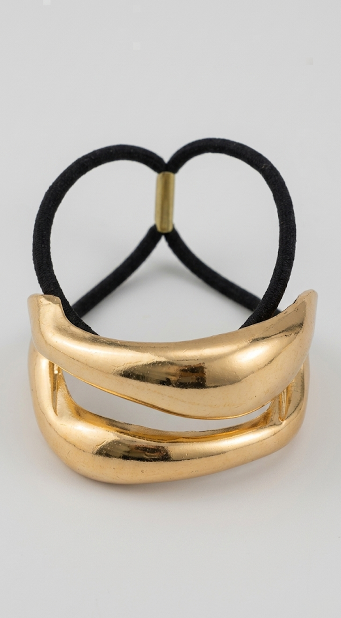 Elegant Gold Toned Double Half Loop Hair Tie - Gold