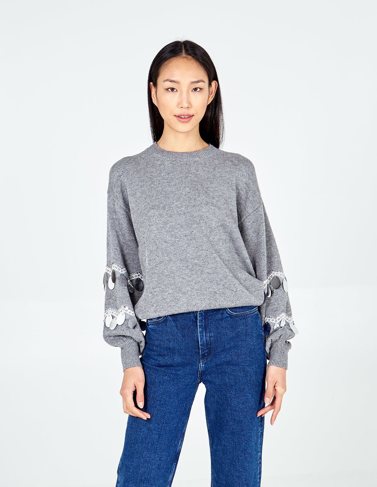 Balloon Sequin Disc Sleeve Jumper
