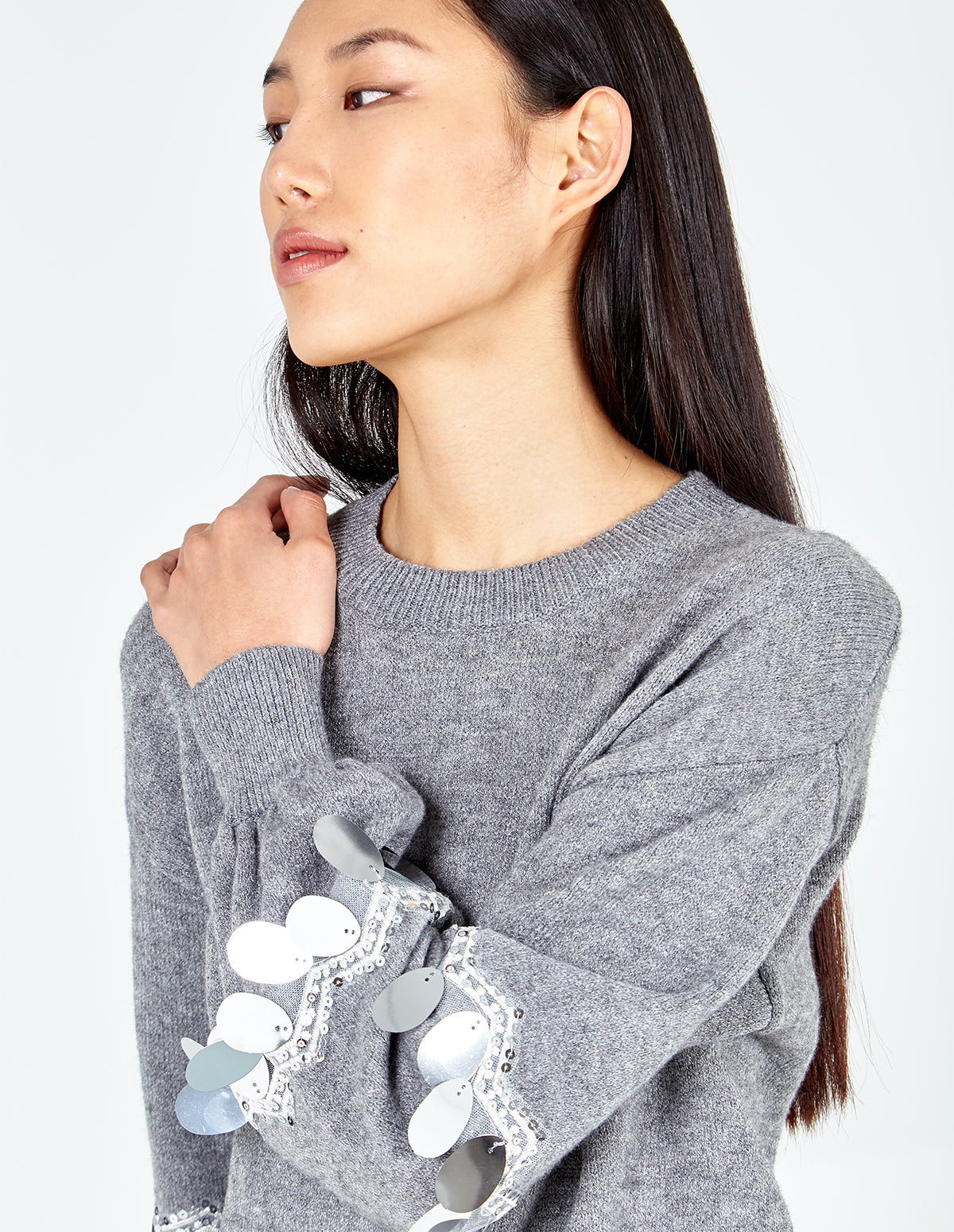 Balloon Sequin Disc Sleeve Jumper
