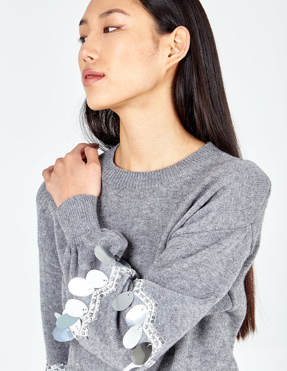 Balloon Sequin Disc Sleeve Jumper