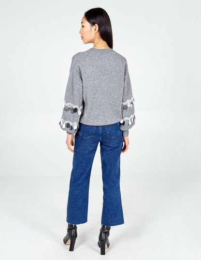 Balloon Sequin Disc Sleeve Jumper