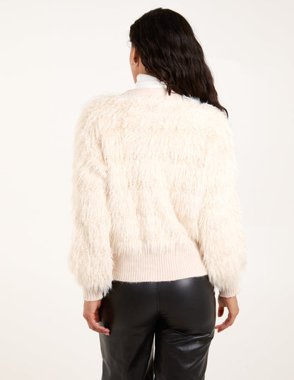 Fluffy Pearl Button Cardigan