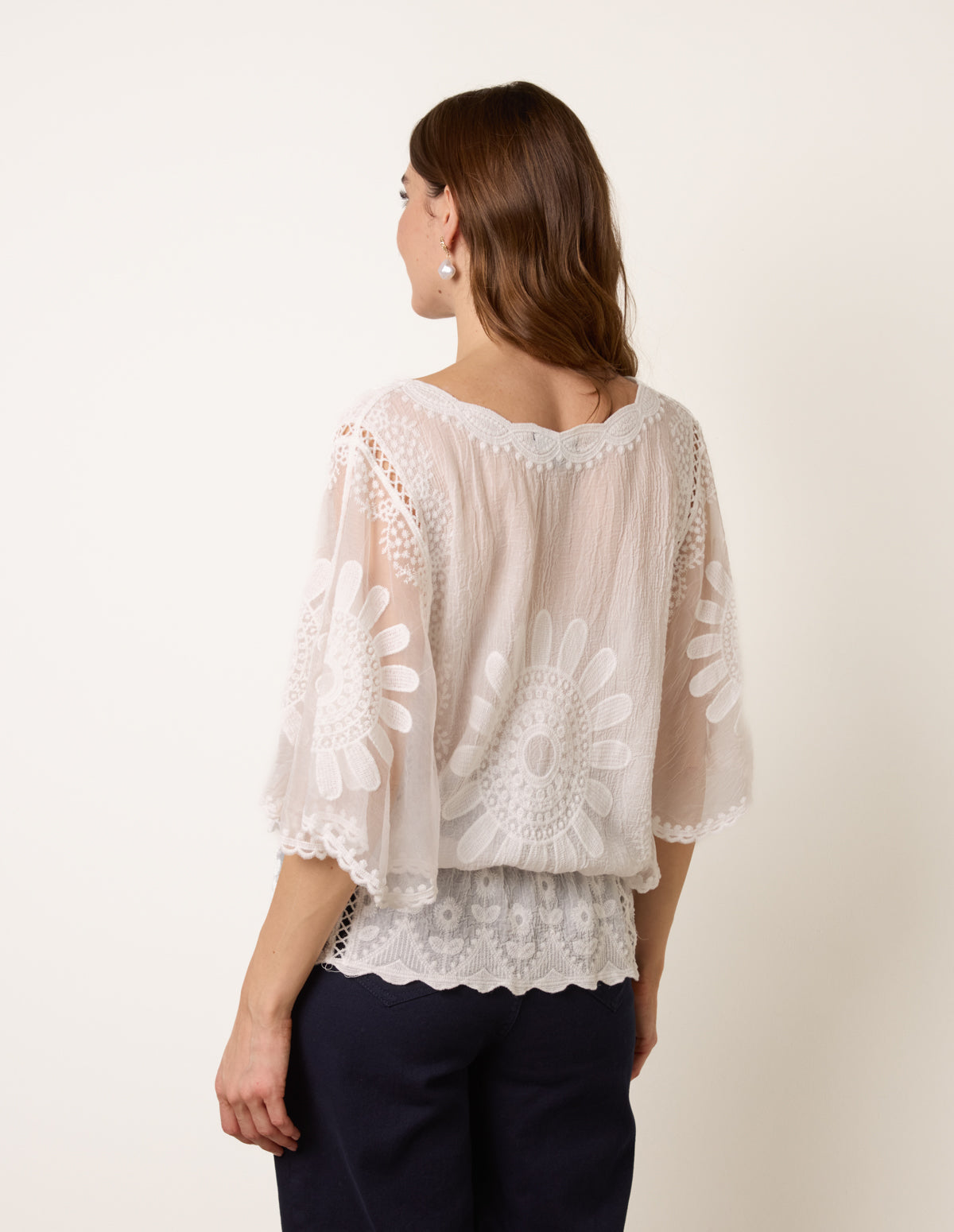 Sun Flower Lace Sleeve Blouse