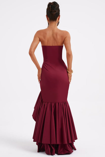 Daphne Asymmetrical Ruffle Maxi Dress