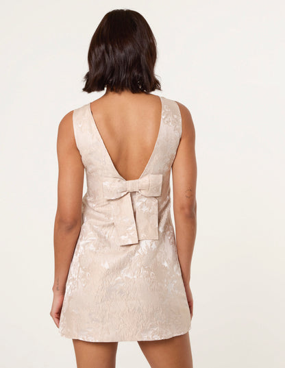 Luxe Jacquard Bow Back Dress