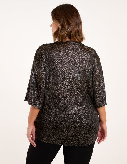 Curve Leopard V Neck Tie Front Top