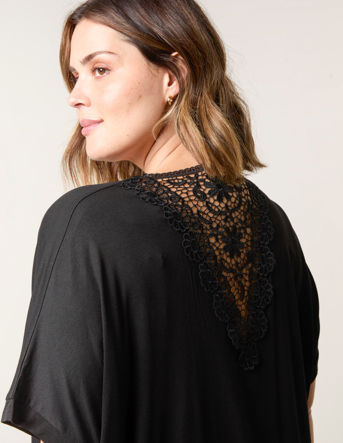 Curve Floral Crochet Back Top